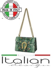 Italian Leather Shoulder Bag Chain Purse Vintage Snake Print Satchel Vintage