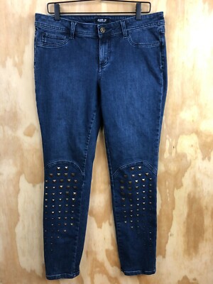 Allen B Womens Jeans Blue Size 12 Mid Rise Straight Leg Denim Studded 34x31