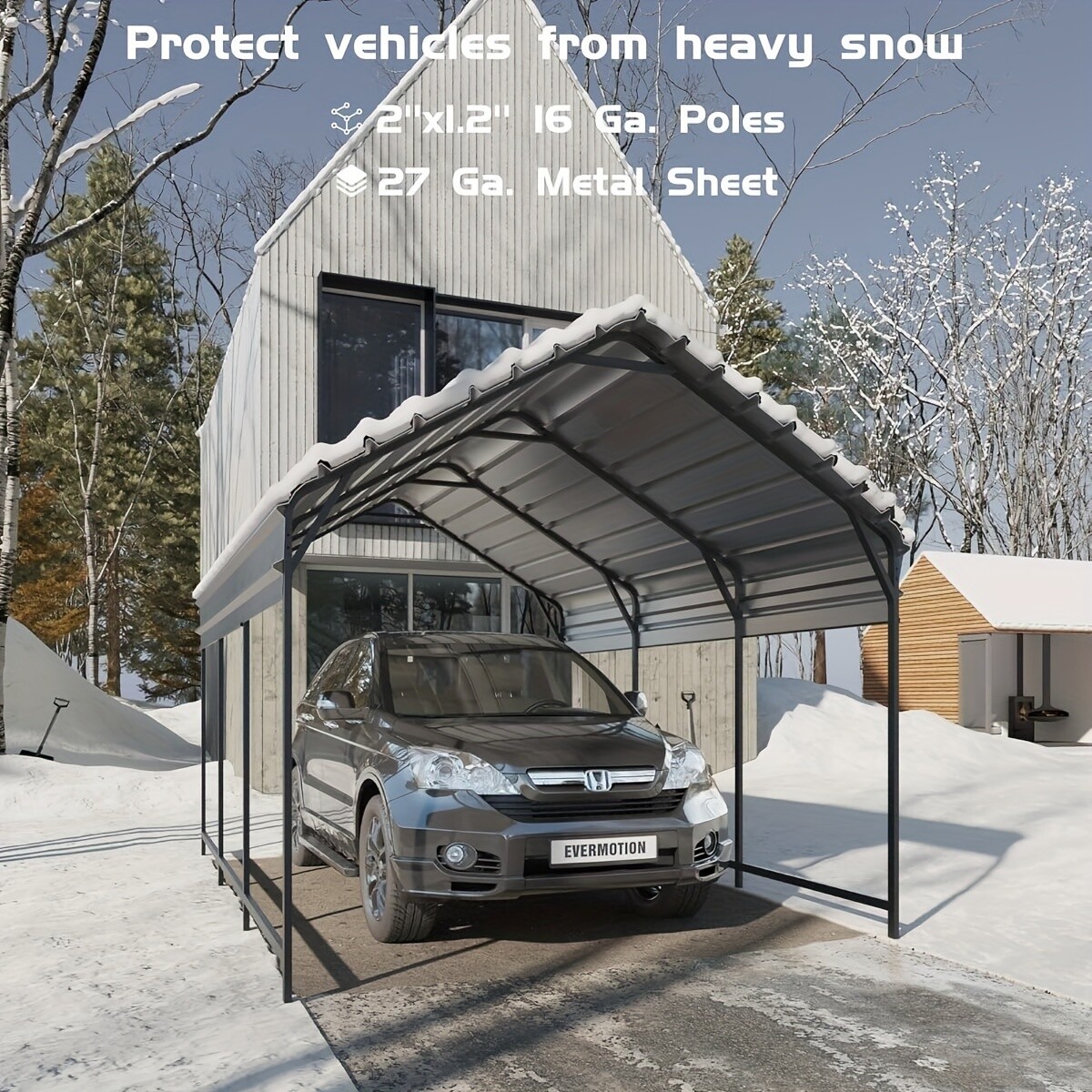 10'x16'x10' Extra Large Metal Steel Heavy Duty Carport All Weather, Car Shelter