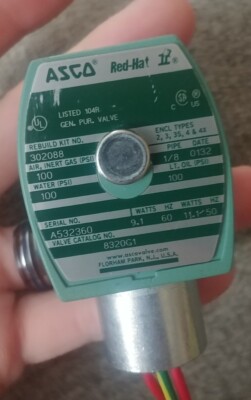 ASCO Red Hat II 8320G1 3 Way 1/8'' Ports Brass Solinoid Valve 110-120V 50-60Hz