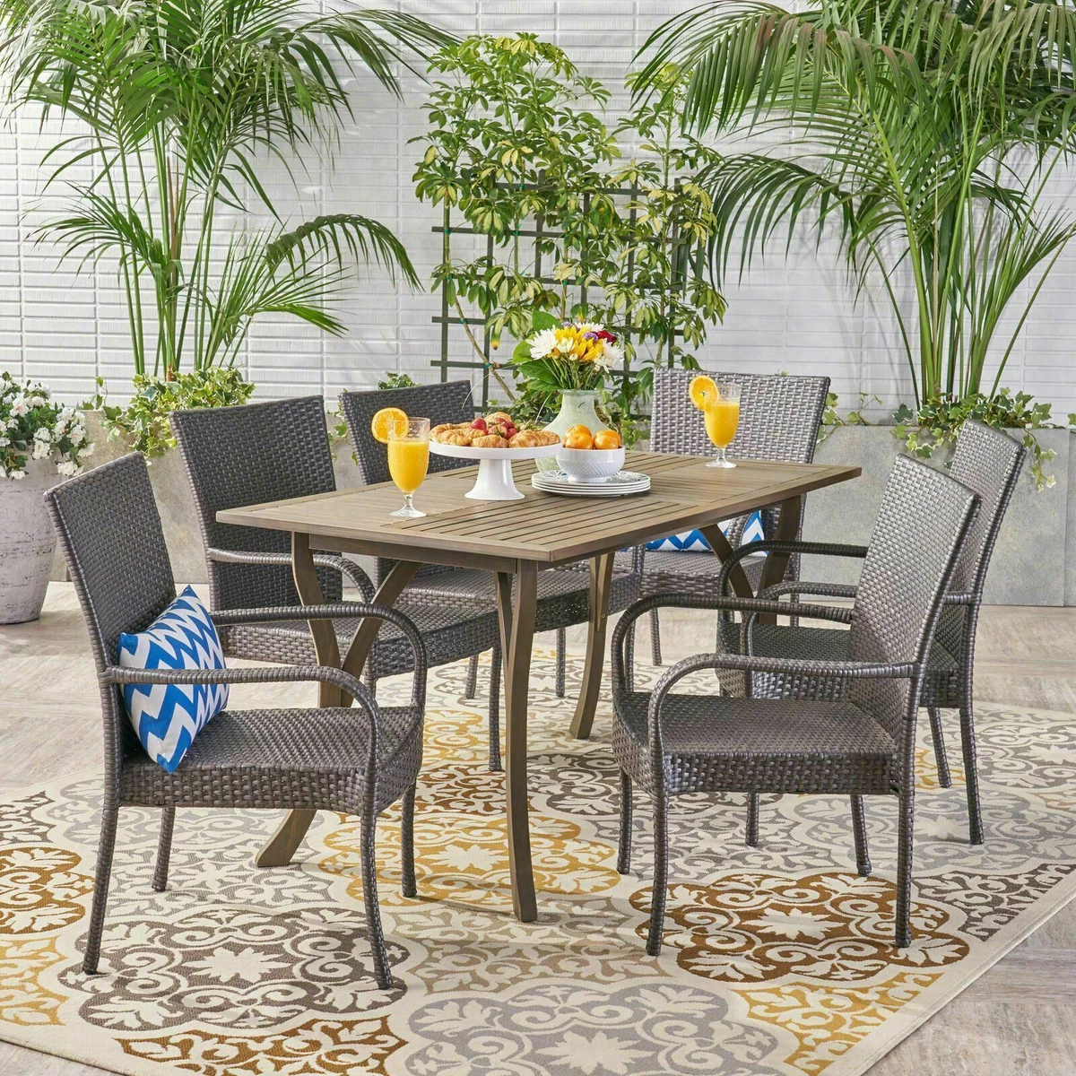 7 piece outdoor wicker dining 2025 set