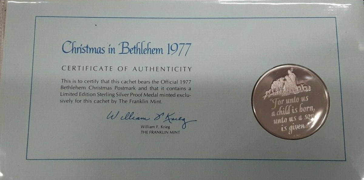 1977 Franklin Mint Christmas in Bethlehem Proof Sterling Silver
