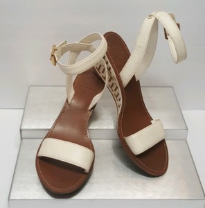 tory burch white wedges