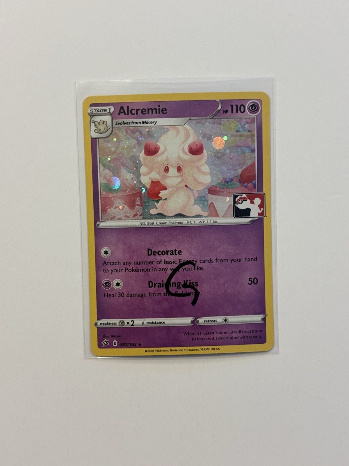 Alcremie 087/192 Event EXCLUSIVE variant Play Prize Pack Holo NM Rebel Clash G