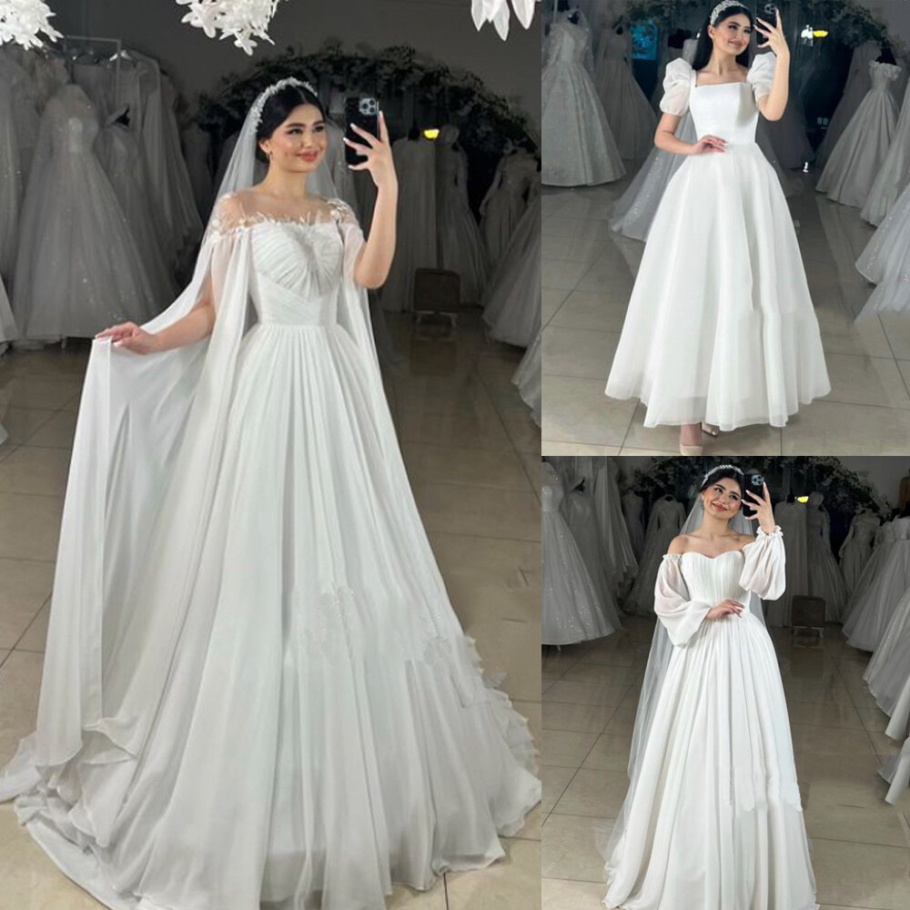 Chiffon Wedding Dresses Off the Shoulder Beach Boho Corset A Line Bridal  Gowns