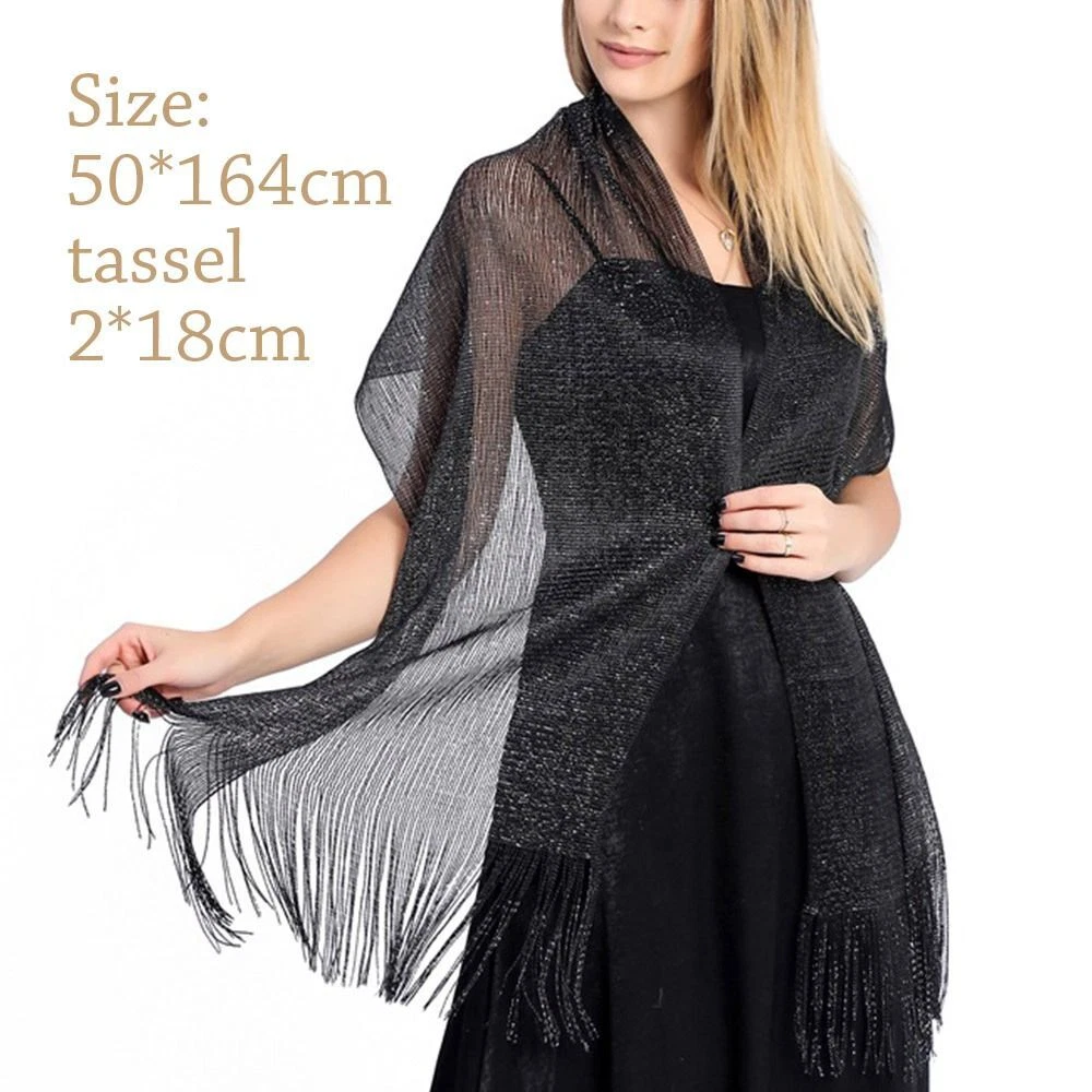 Golden Silvery Wire Wedding Scarf Dresses Shawls Evening Scarf Bridal Shawls