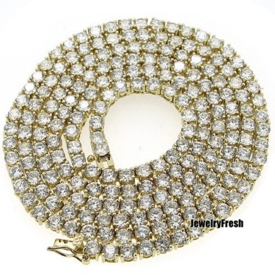 Men's Icy Bling Tennis Chain Necklace - 14K Black Gold Plated With Cubic Zirconia