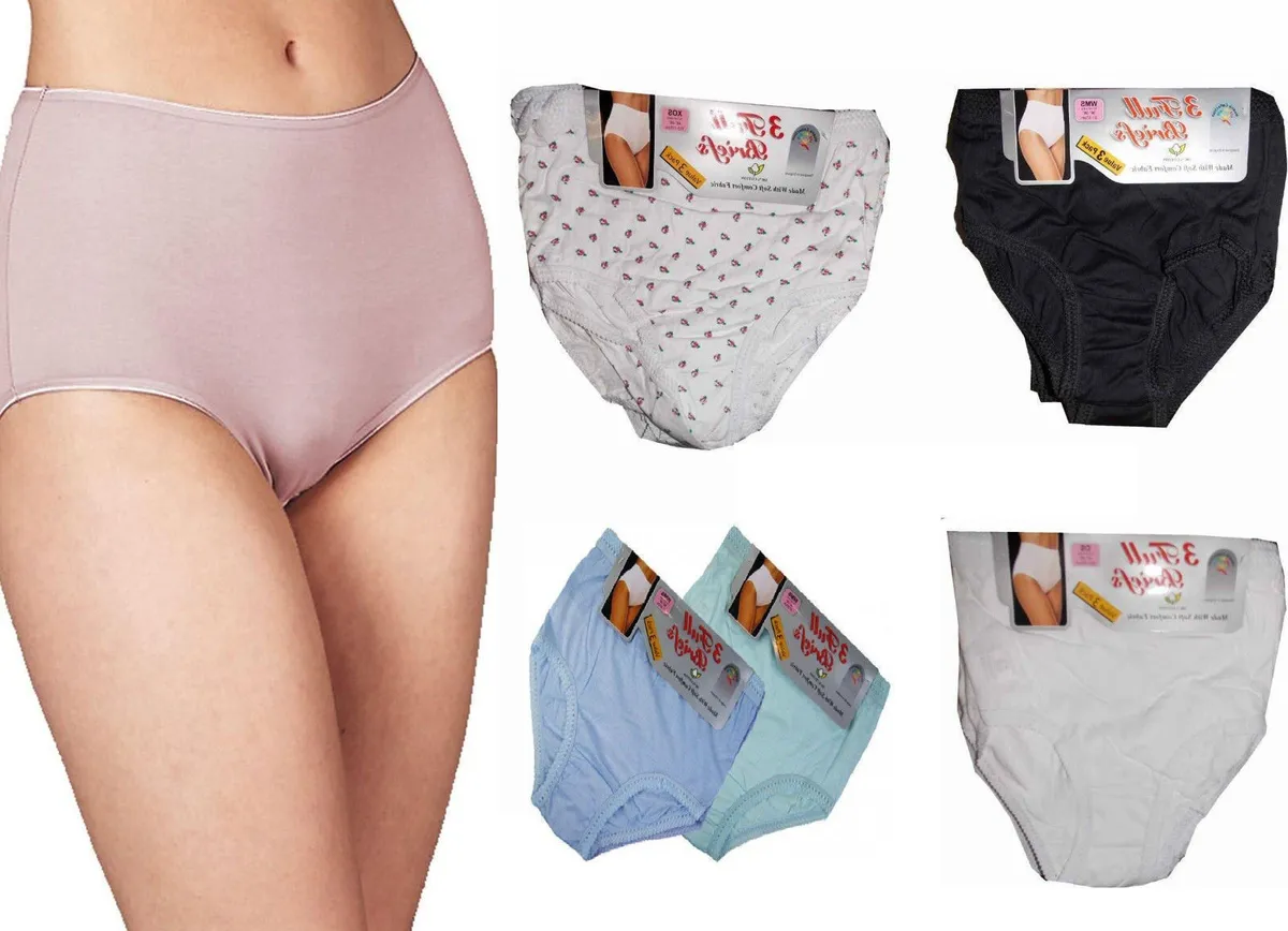 Ladies Underwear Bikini Briefs,Cotton100% Rich Pants Knickers Mama Brief 12  Pack