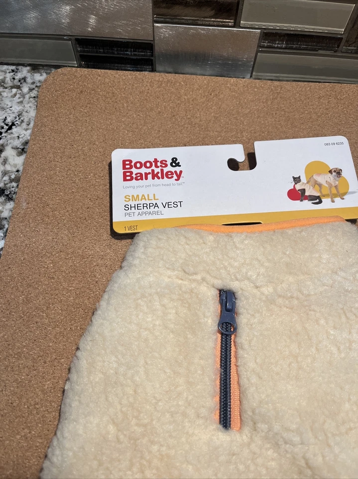 Chaleco Boots & Barkley Marrón Claro Construcción Difusa Sherpa Perro Talla Pequeña Foto 2 de 4