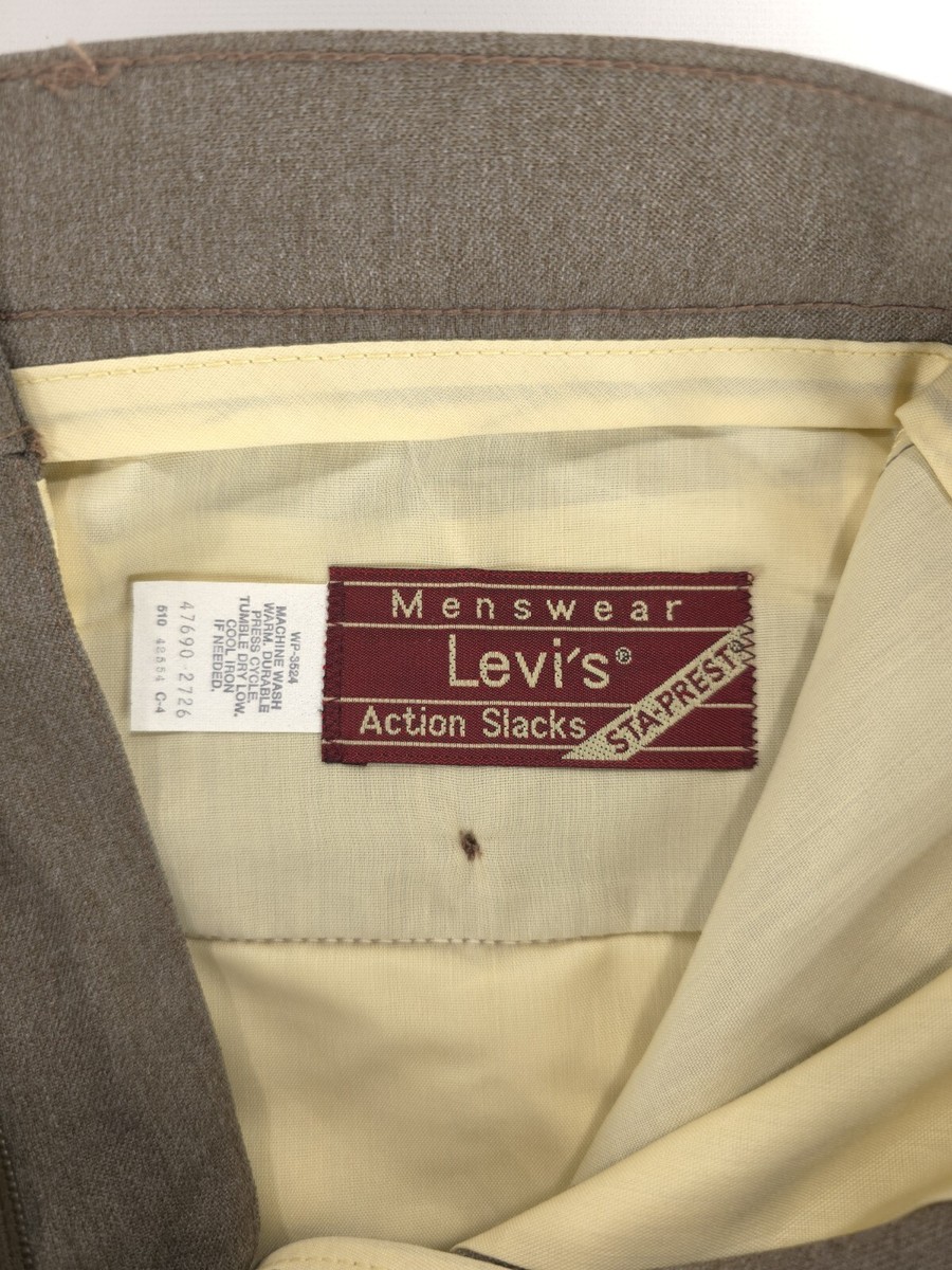 Levis Sta-Prest Action Slacks Vtg 70s 80s Brown Straight Levis Sta-Prest Action Slacks Vtg 70s 80s Brown Straight