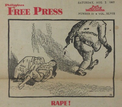 Philippines Presidential Cartoon Yulo Garcia Free Press Editorial Manila 1957