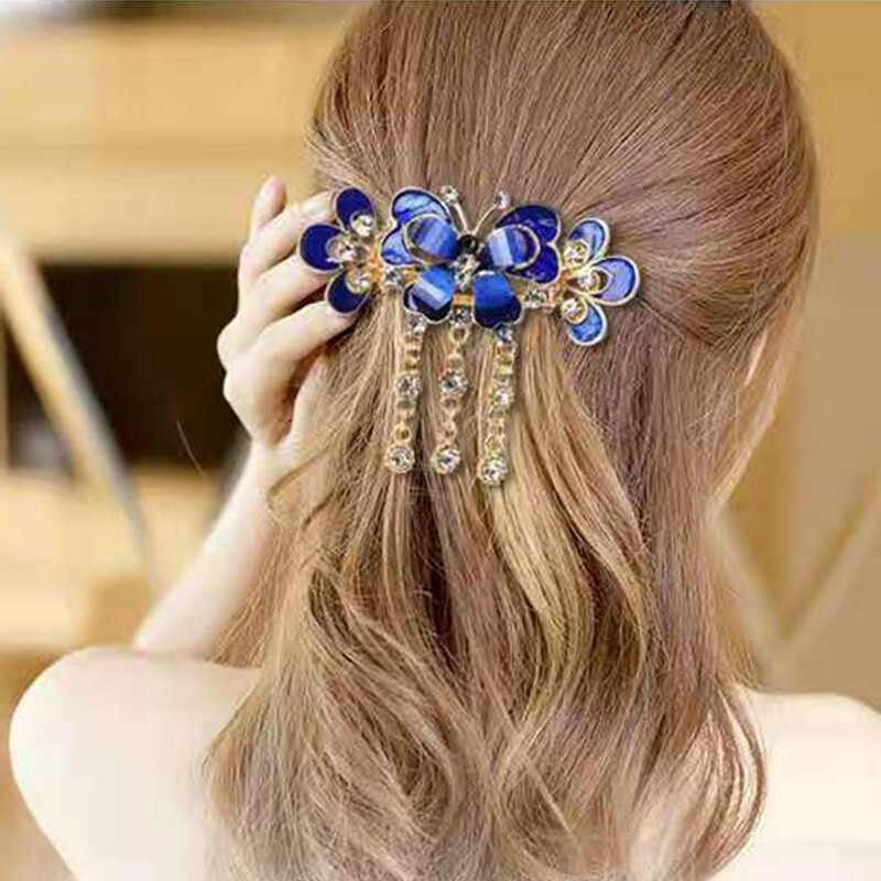 Women Crystal Tassel Pendant Vintage Hair Clip Hair Accessories