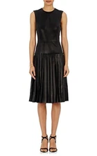 New Leather Women Dress Black Pure Lambskin Leather Sexy Dress XS-3XL DS66