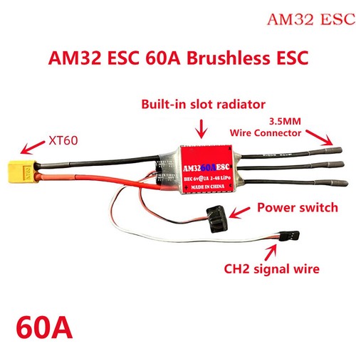 JMT AM32 60A 80A 150A 200A Brushless ESC 2-6S BEC 6V/2A 6V/5A For 1/10 1/8 Car - Picture 2 of 28