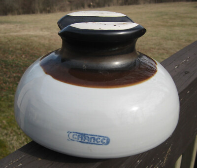 HUGE TRIPLE PETTICOAT (CHANCE) PALE SKY TONE GLAZED CABLE INSULATOR.