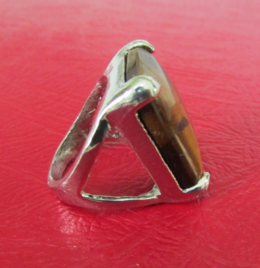 Tiger eye ring, size 7, rectangular stone - image 2