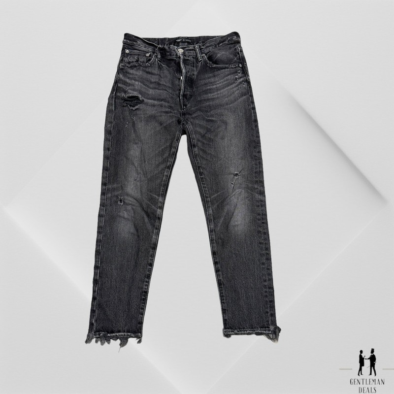 Moussy Vintage Barneys New York Tapered Distressed Faded Black Jeans Japan 27x27