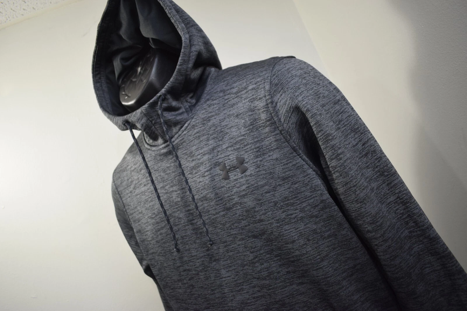 Under Armour Fleece Hoodie Gray ColdGear Loose Long Sleeve Pullover Mens Small