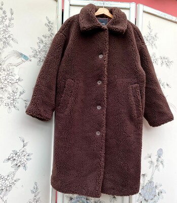 SoldOut!Monki Cacoon Borg Sherpa Faux Fur Winter Jacket Coat Work  Travelling 14 UK