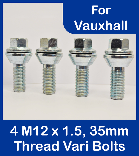 4 Wheel Vari Bolts M12 x 1.5 Wobbly / Wobble Bolt Variable PCD
