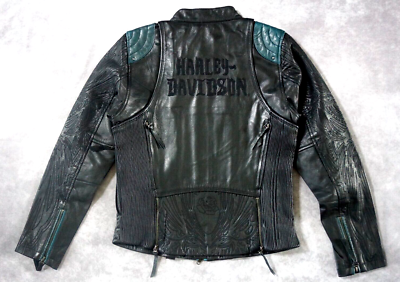 Harley-Davidson ハーレー レディース 97163-17VW Harley Davidson Women's Impulsive Winged Rose Black Leather Jacket