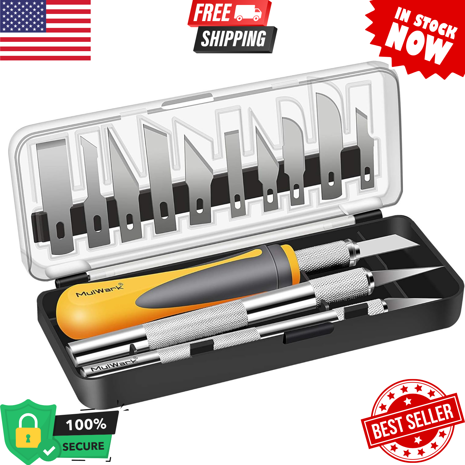 16-Piece Precision Hobby Knife Set with Interchangeable Blades for Crafting