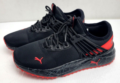 Puma Boys Pacer Future 376828-01 Black Red Running Training Shoes Sneakers Sz 6C