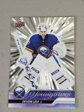 Devon Levi 2023-24 Young Guns Outburst Silver Rookie Parallel Sabres RC