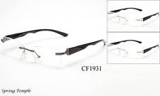 Rimless Clear Lens Optical Frame Spring Hinge Temple High Quality Metal Frame