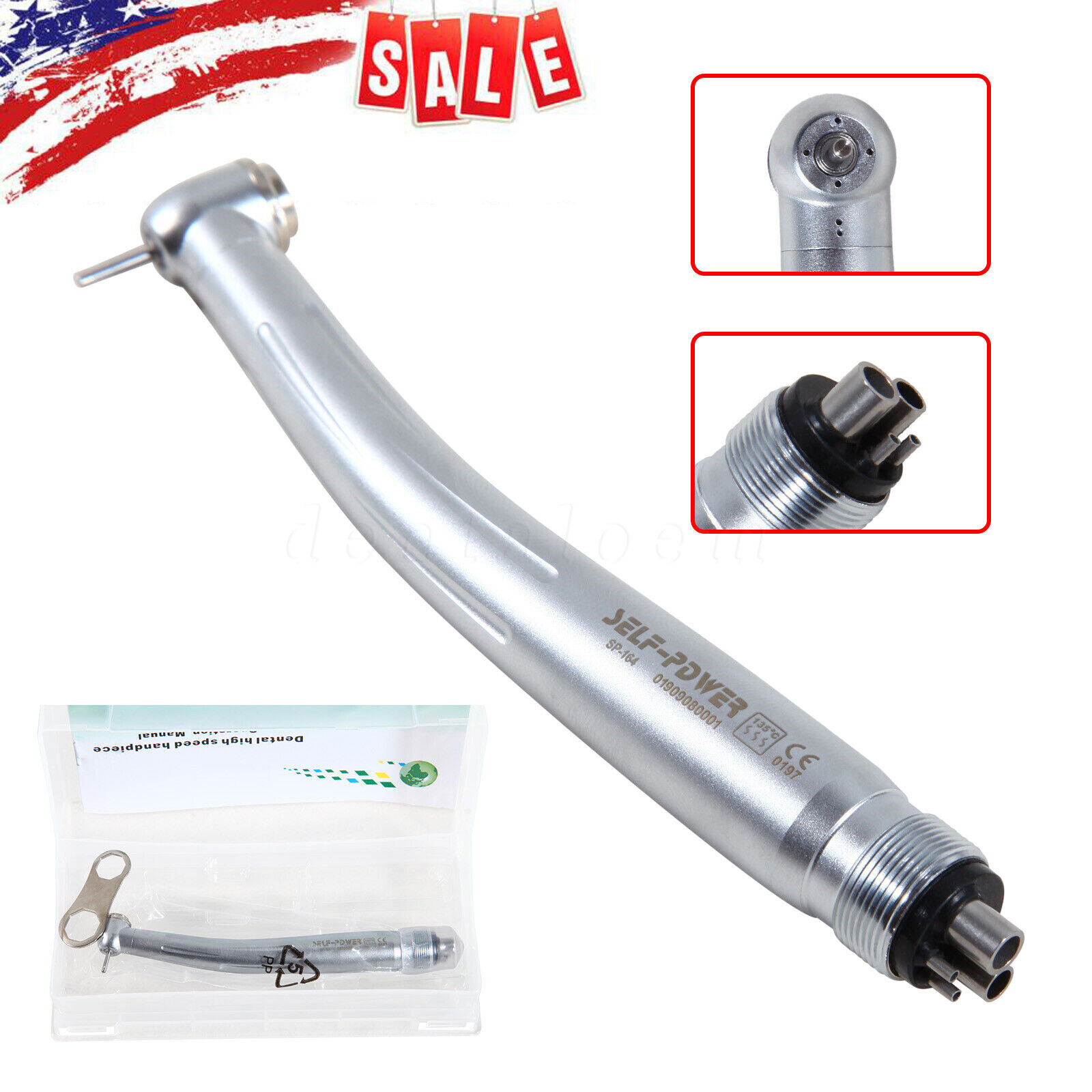 NSK Style Dental LED E-generator /High Speed Handpiece 4Hole Turbine Push Button