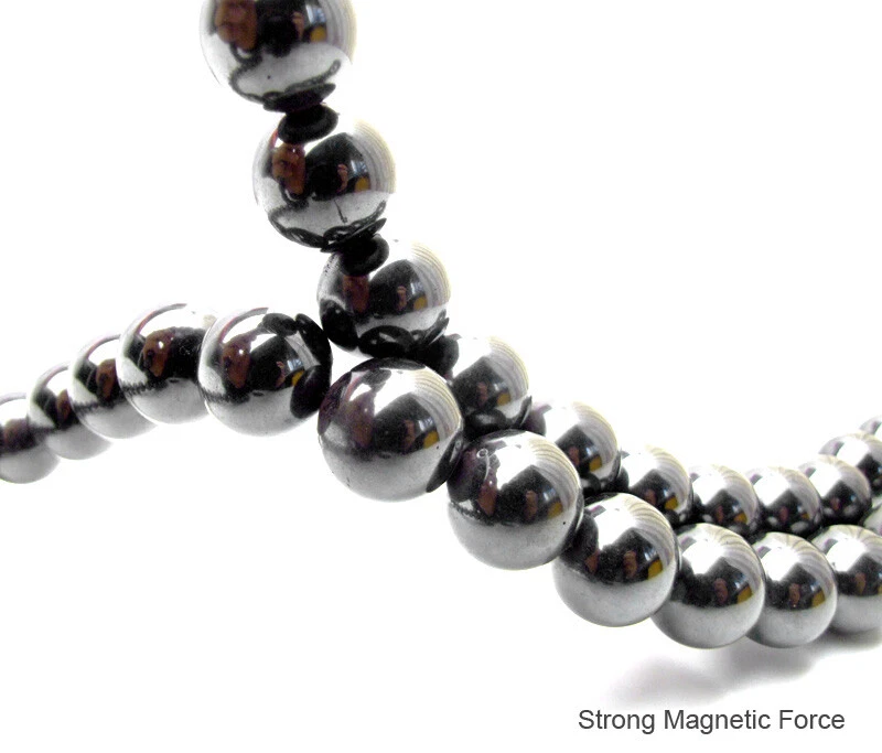 Colar de hematita magnético preto natural redondo 20 mm para joias femininas de pedra 18" - Imagem 3 de 4