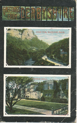 PC24517 Grüße aus Derbyshire. High Tor. Matlock Dale. Haddon Hall. 1907