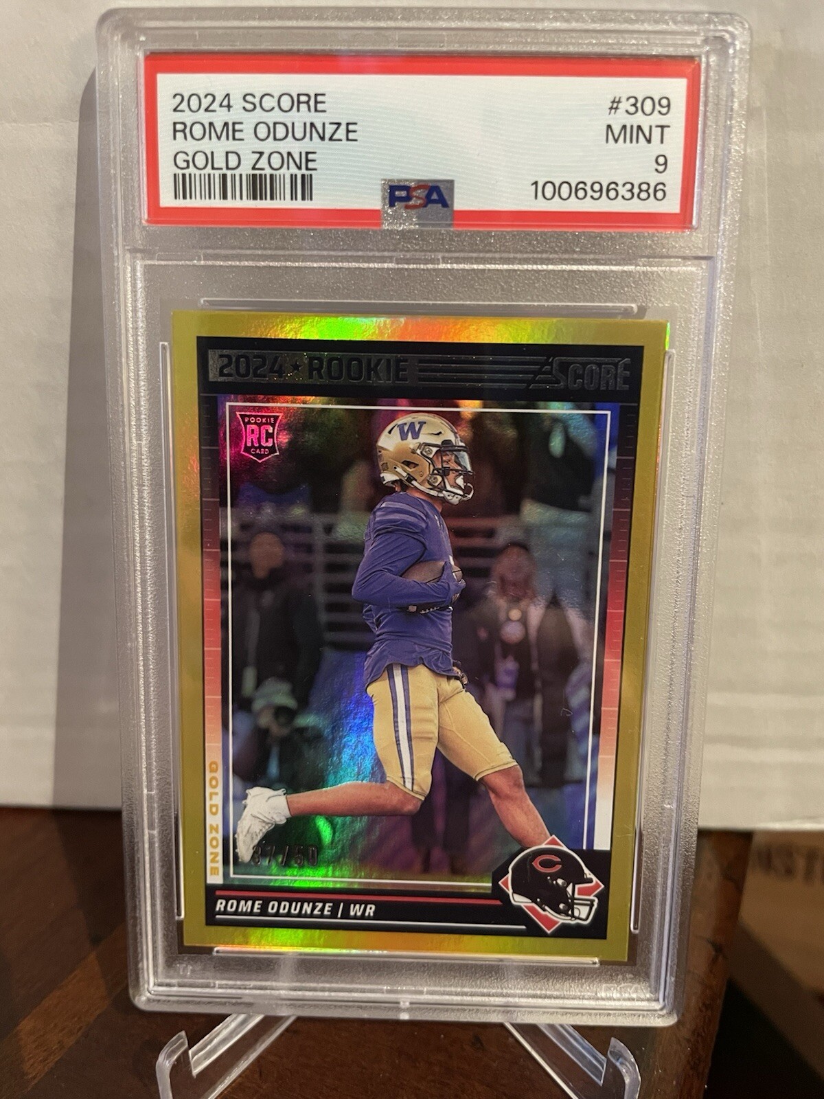 ROME ODUNZE 2024 Score 309 Gold Zone RC /50 PSA 9 Mint Low Pop 1 Bears
