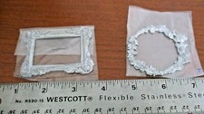 DOLLHOUSE MINIATURES Set of 2 Larger Silver Colored METAL PICTURE FRAMES