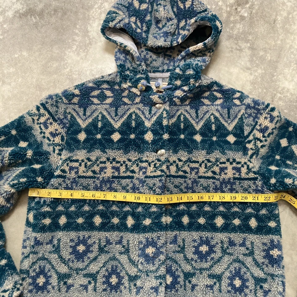 Abrigo Woolrich Mujer Medio Azul Con Capucha Fair Isle Abrigo De Colección Polar EE. UU. Foto 3 de 4