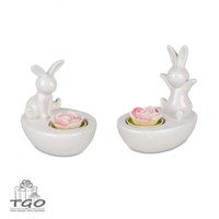 Formano Teelichthalter 2Er Hase Mit Teelichthalter Aus Porzellan-713537