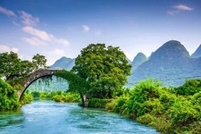 Landscape bridge nature mountains Custom Gaming Mat Desk