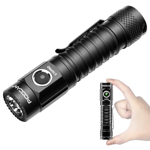 S10Pro Rechargeable Flashlights LED, 2500 High Lumens Super Bright Pocket Black