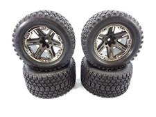 Traxxas Rustler 4x4 Ultimate Gravix Tires And 12mm Gray Wheels Chrome Set Of 4