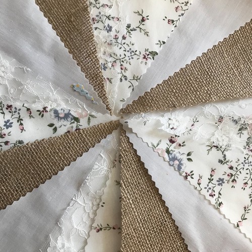 HANDMADE FABRIC DAISY BUNTING.SHABBY CHIC,RUSTIC HESSIAN.FLORALS,WEDDINGS. - Picture 13 of 13