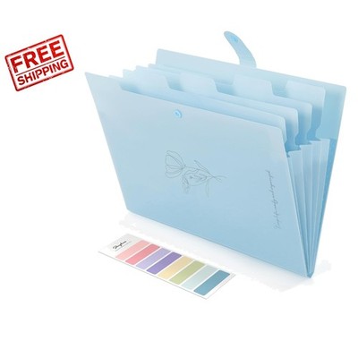 Baby Blue 5-Pocket Expanding File Organizer   Stylish Document Storage Solution