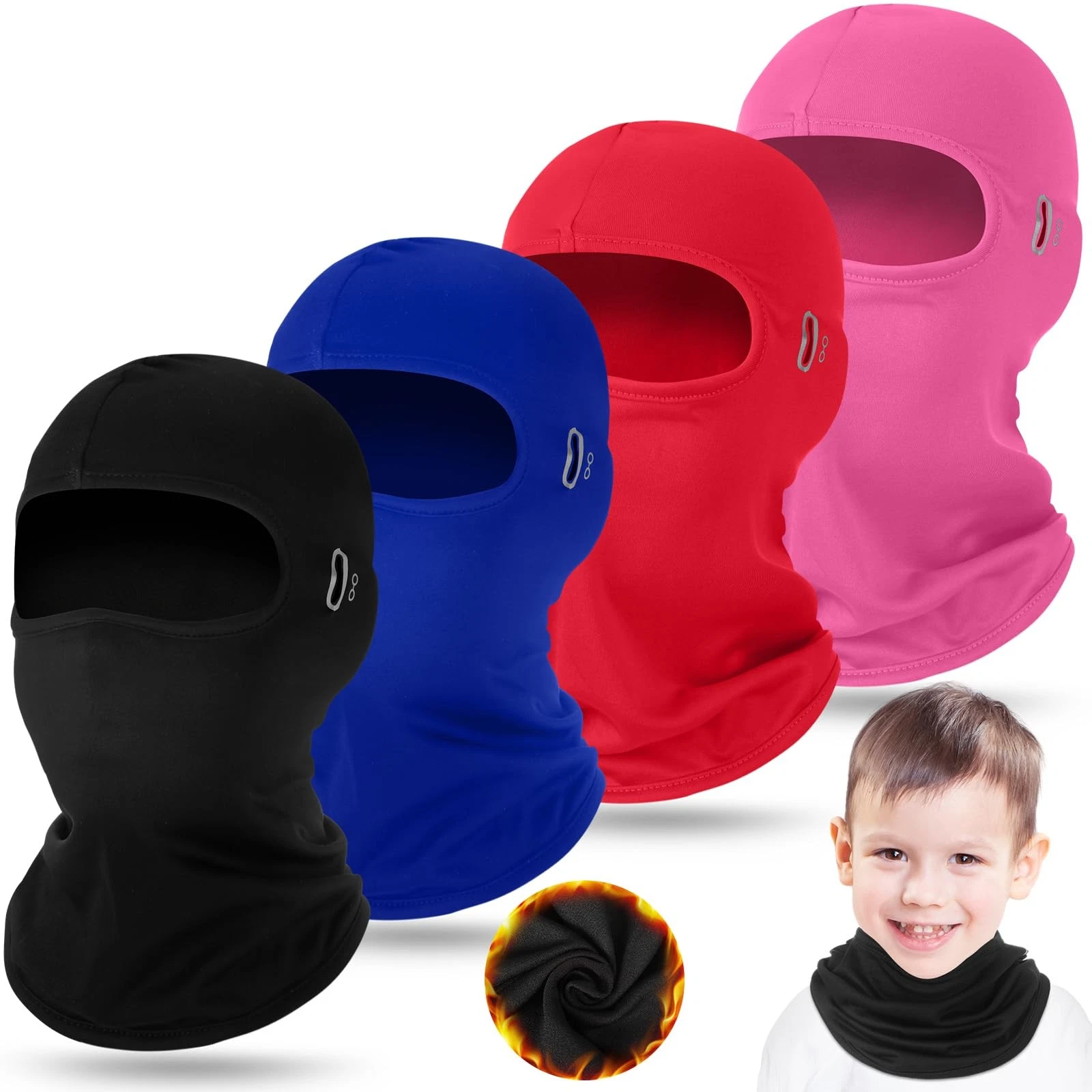 Winter Balaclava Set for Kids 4 Pcs Neck Gaiters for Skiing & Snowboarding