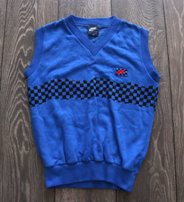 80S VINTAGE NIKE JOHN MCENROE TENNIS CHECKERBOARD VEST SWEAT BLUE SIZE XS RARE