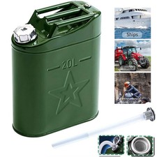 5 Gallon 20l Gasoline Army Green Jerry Can Military Metal Steel Tank Backup Usa