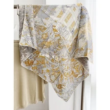 2025 New 70% Wool & 30% Silk Wrap Scarf Band Print Double Side Shawl 35'