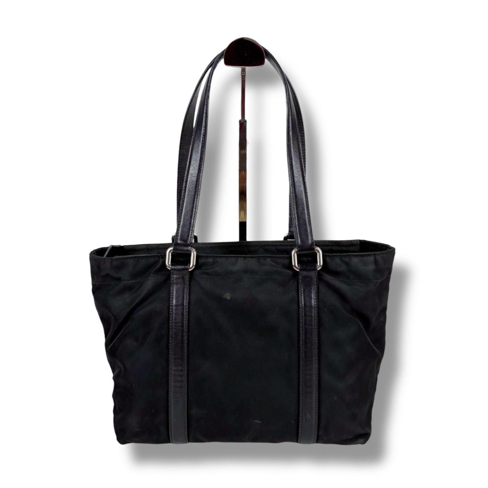 Prada Triangle Logo Mini Tote Bag Tessuto Nylon Black Authentic Vintage thumbnail 2