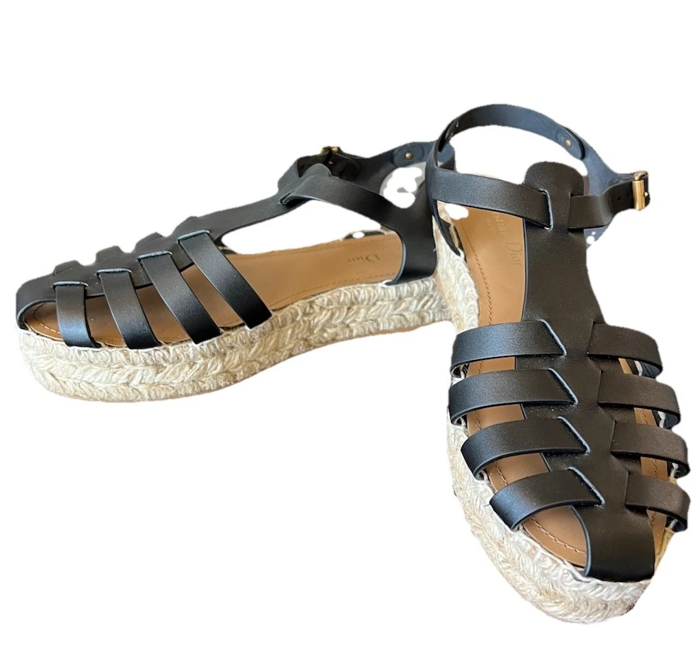 Christian Dior Sandales Femme Dioriviera Marine Espadrilles Cuir Noir