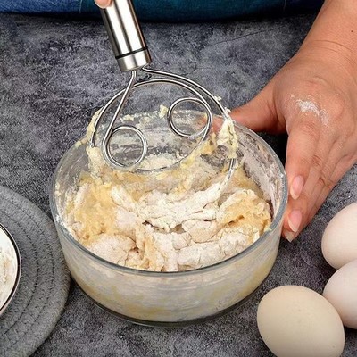 Stainless Steel Dutch Style Bread Hand Mixer Steel Handle Kitchen Baking Tools