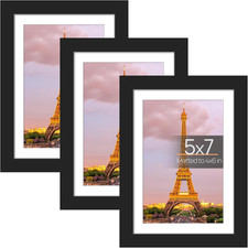 5X7 Picture Frame Set of 3, Made of High Definition Glass for 4X6 with Mat or 5X
