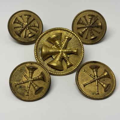 Antique/Vtg Firefighter Uniform Bugles Screwback Insignia Cairns & Bros